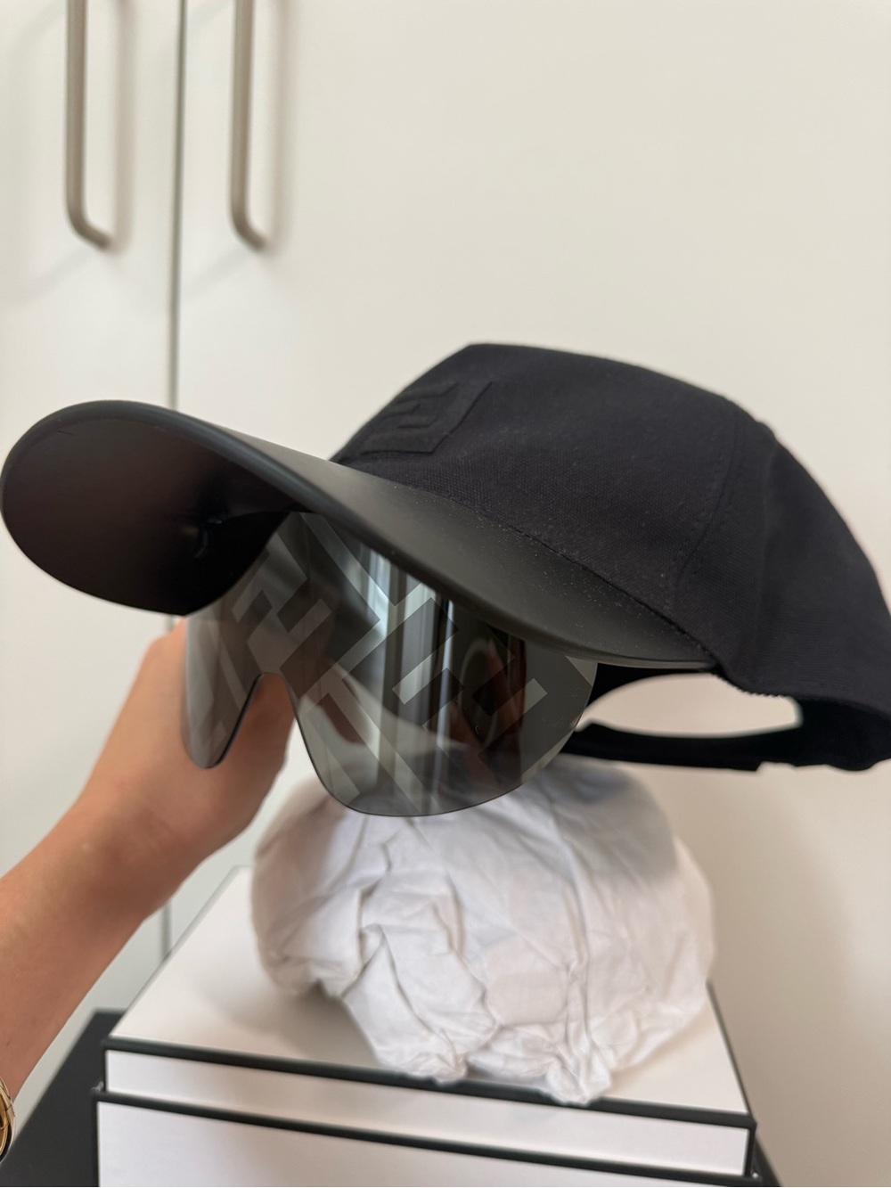 Fendi Black Shield Visor Baseball Cap